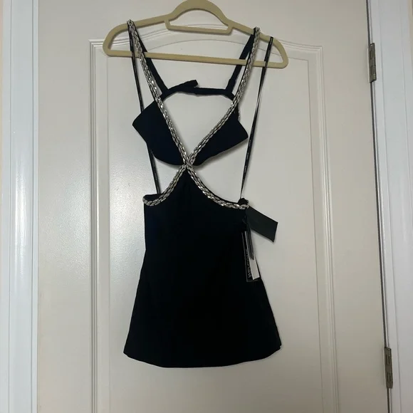 NWT‎ Retrofete Sharlene Rhinestone Mini Dress Size XXS - Picture 2 of 5
